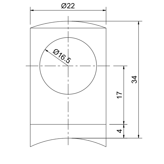Держатель ригеля трубы FOP-38.44 ограждения O16-O38.1 мм, GRIT 600, нержавейка/полированный