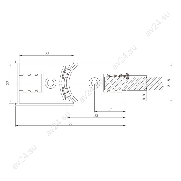 Петля Ника FDP-302 сплошная стена-стекло, высота 2100 мм, для стекла 8 мм, алюминий/хром