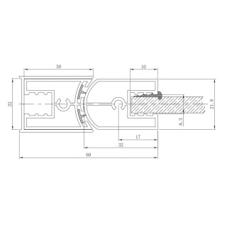 Петля Ника FDP-302 сплошная стена-стекло, высота 2100 мм, для стекла 8 мм, алюминий/хром