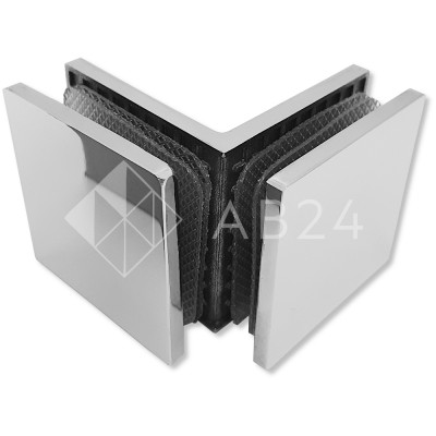 Коннектор для стекла Альфа α FDK-14, стекло-стекло 90°, нержавейка/полированный