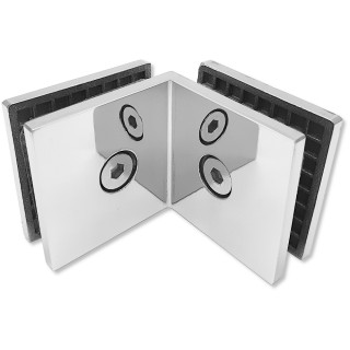 Коннектор для стекла Альфа α FDK-14, стекло-стекло 90°, нержавейка/полированный