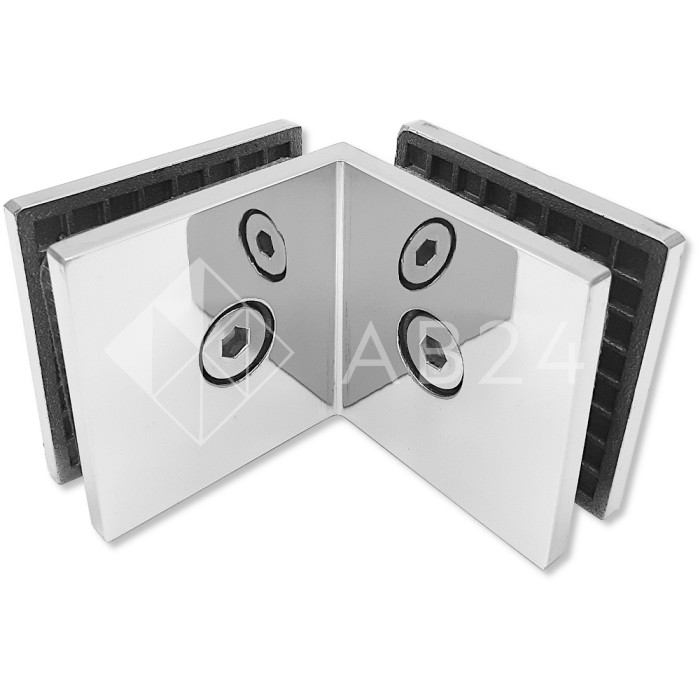 Коннектор для стекла Альфа α FDK-14, стекло-стекло 90°, нержавейка/полированный