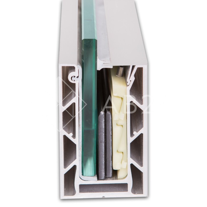 Профиль зажимной FOP-102.16 для стеклянных ограждений 16 мм, 102х60 мм, 6 м, алюминий/анодированный