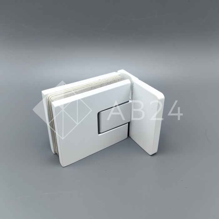 Петля Сирена FDP-210 стена-стекло 90° с крышками с бок. креплением, латунь/белый