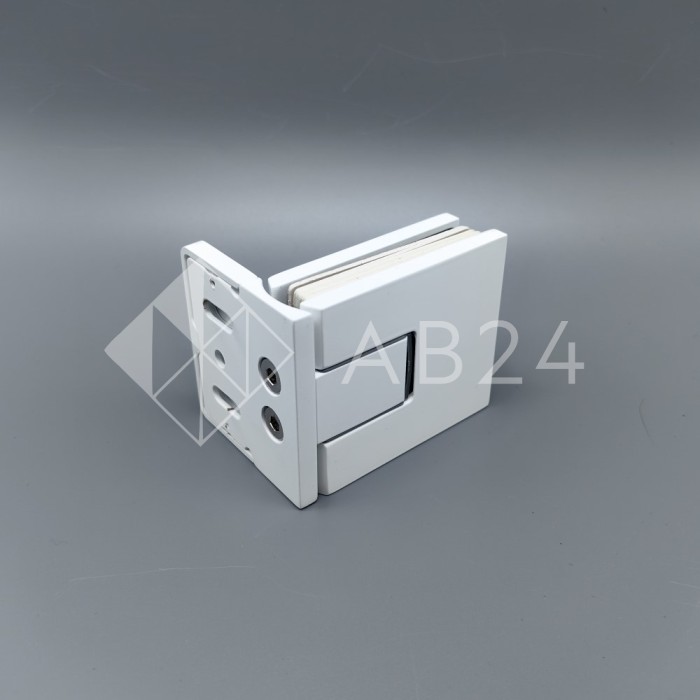 Петля Сирена FDP-210 стена-стекло 90° с крышками с бок. креплением, латунь/белый