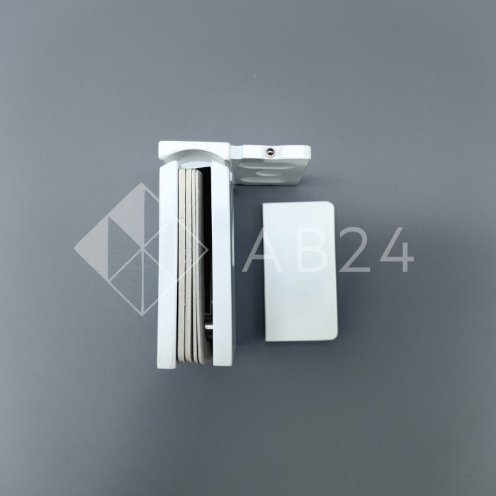 Петля Сирена FDP-210 стена-стекло 90° с крышками с бок. креплением, латунь/белый