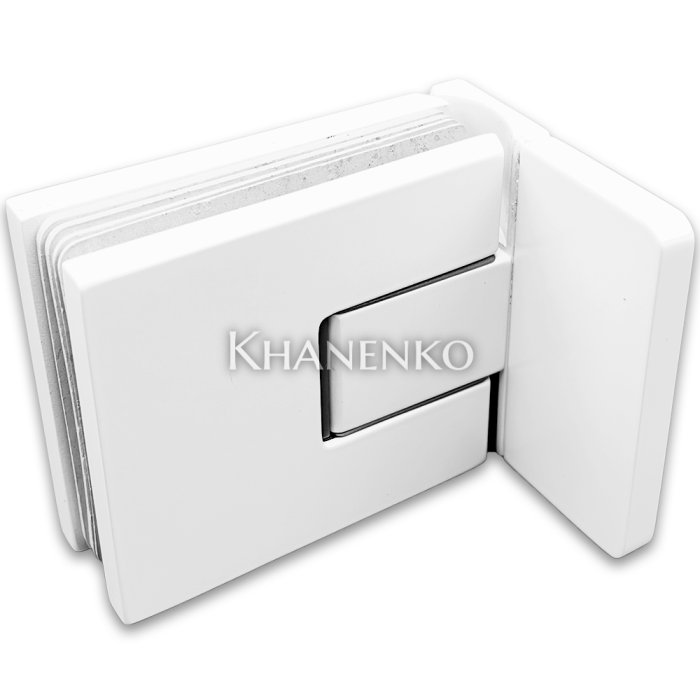 Петля Сирена FDP-210 стена-стекло 90° с крышками с бок. креплением, латунь/белый