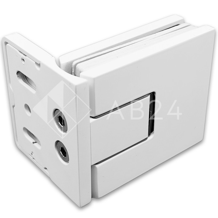 Петля Сирена FDP-210 стена-стекло 90° с крышками с бок. креплением, латунь/белый