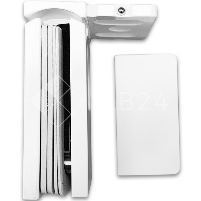 Петля Сирена FDP-210 стена-стекло 90° с крышками с бок. креплением, латунь/белый