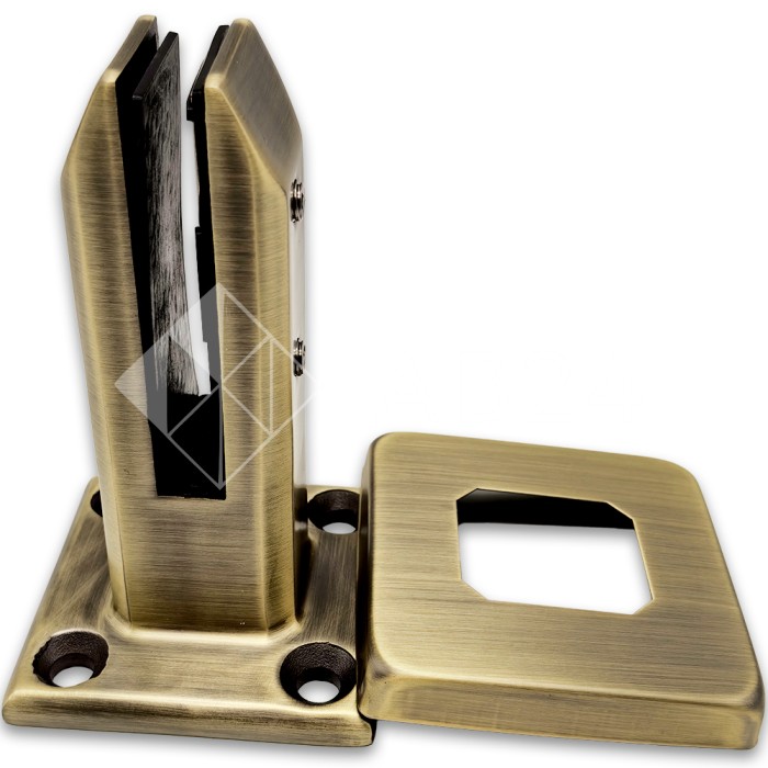 Стойка FOS-02 для стекла напольная 95х160 мм без сверления, нержавейка/бронза