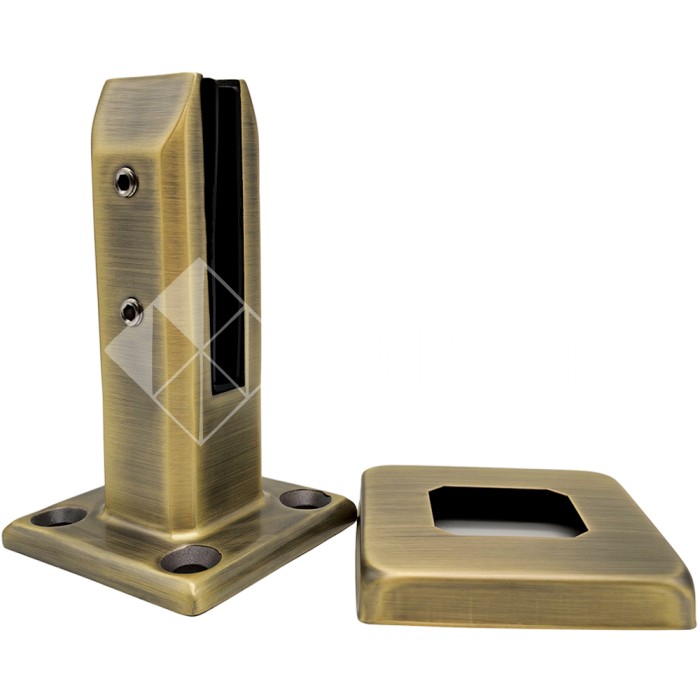 Стойка FOS-02 для стекла напольная 95х160 мм без сверления, нержавейка/бронза