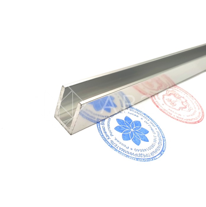 Профиль для стекла FDPA-55.22, 19х12,5х1,75, длина 2,2 м, алюминий/полированный
