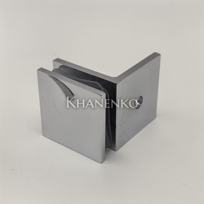 Коннектор Альфа α FDK-13 стена-стекло 90° с пластиной, цинк/хром
