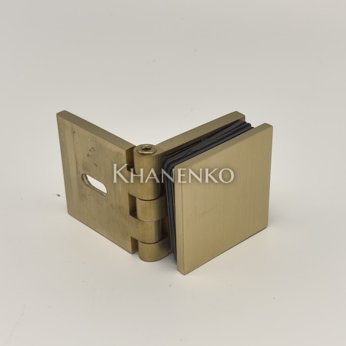 Коннектор для стекла Пегас FDK-100, 45х45 мм стена-стекло 0°-180°, латунь/брашированное золото