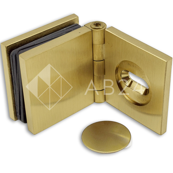 Коннектор для стекла Пегас FDK-100, 45х45 мм стена-стекло 0°-180°, латунь/брашированное золото