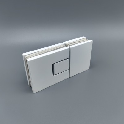 Петля Сирена FDP-212 стекло-стекло 180° с крышками, латунь/белый