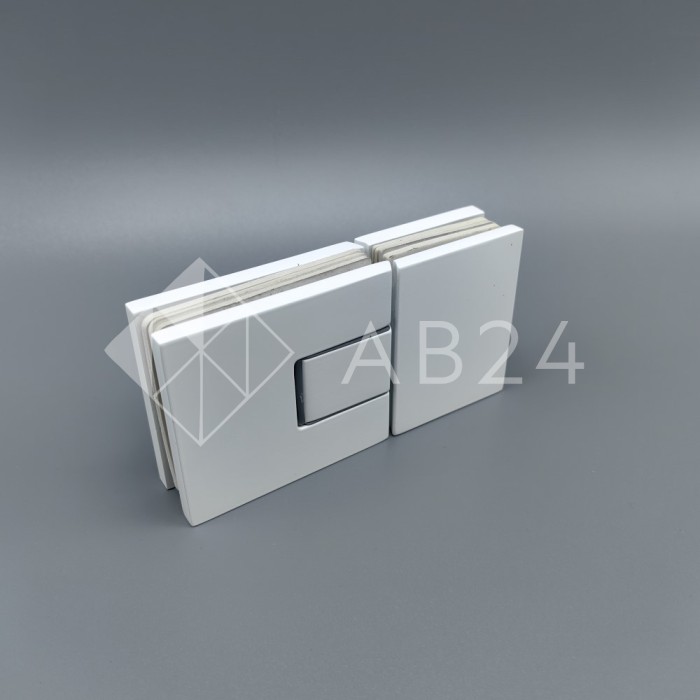 Петля Сирена FDP-212 стекло-стекло 180° с крышками, латунь/белый