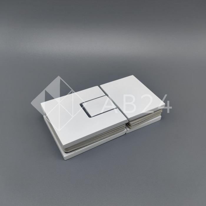 Петля Сирена FDP-212 стекло-стекло 180° с крышками, латунь/белый