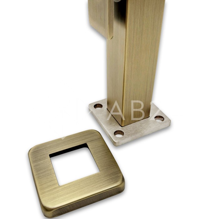 Стойка FOS-07 для стекла напольная 78х400 мм со сверлением, нержавейка/бронза