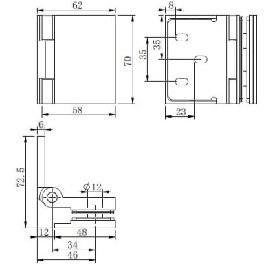 Петля FDP-271 Новая Майя стена-стекло, открывание 90° внутрь, латунь/оружейная сталь