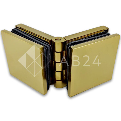 Коннектор для стекла Пегас FDK-101, 45х45 мм стекло-стекло 0°-180°, латунь/брашированное золото