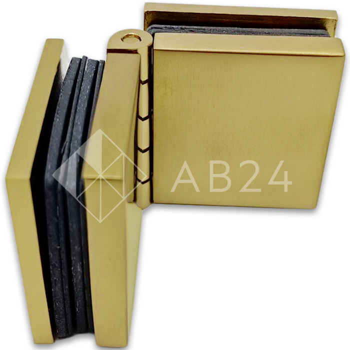 Коннектор для стекла Пегас FDK-101, 45х45 мм стекло-стекло 0°-180°, латунь/брашированное золото