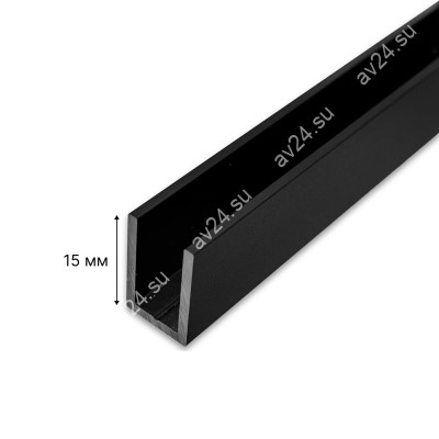 Профиль для стекла FDPA-52.22, 15х12х1.5, длина 2,2 м, алюминий/черный
