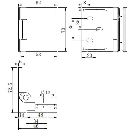 Петля FDP-271 Новая Майя стена-стекло, открывание 90° внутрь, латунь/белый