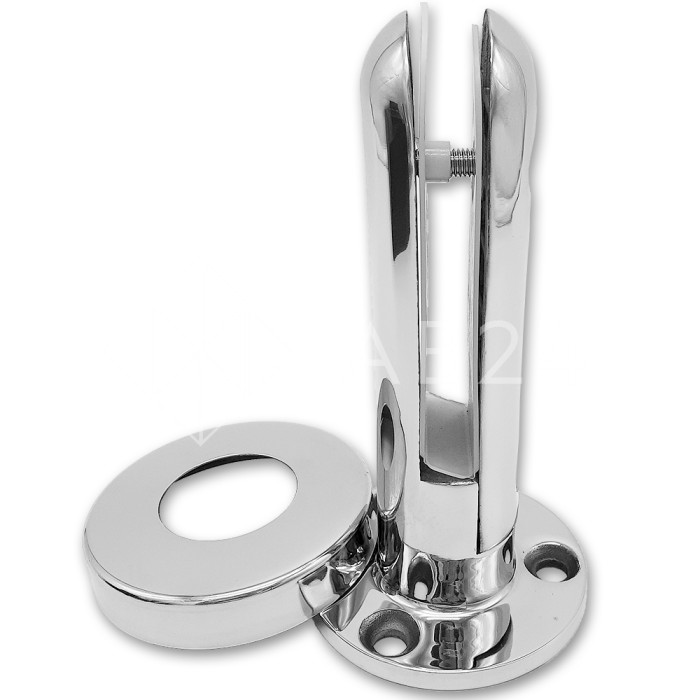 Стеклодержатель FOS-04 напольный 105x190 мм со сверлением, нержавейка/полированный