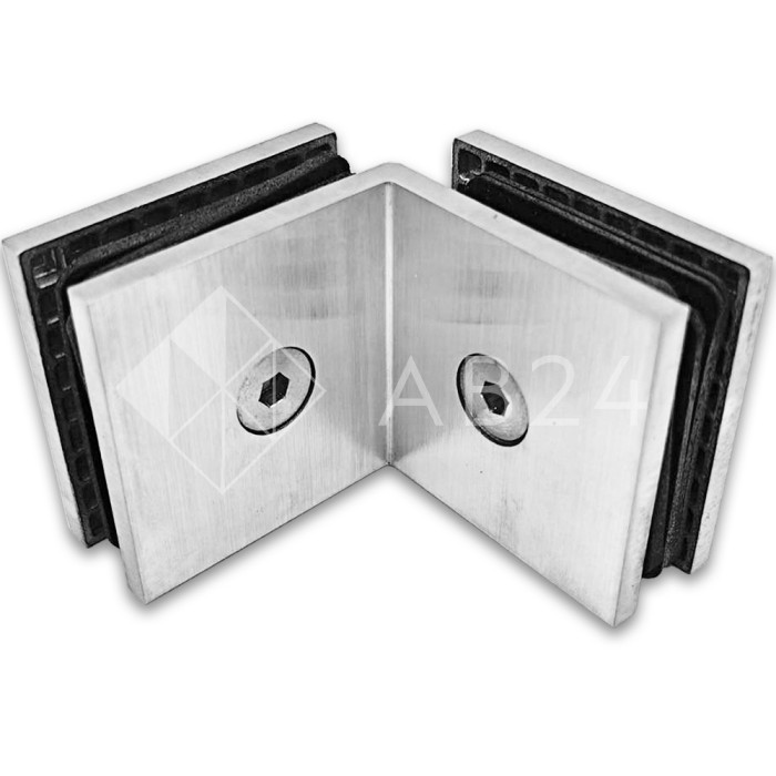 Коннектор для стекла Альфа α FDK-14, стекло-стекло 90°, нержавейка/матовый