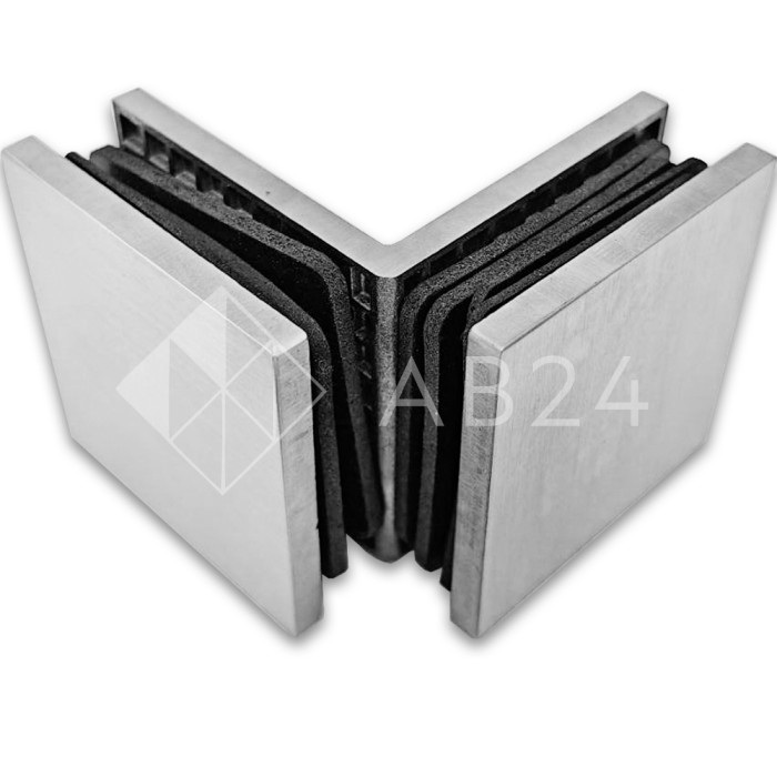 Коннектор для стекла Альфа α FDK-14, стекло-стекло 90°, нержавейка/матовый