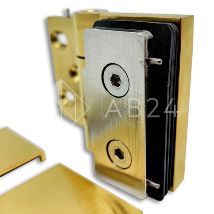 Петля Майя FDP-170 стена-стекло, открывание 90° наружу, латунь/брашированное золото