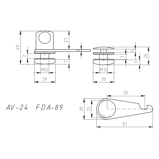 Защелка сантехническая FDA-89L стекло-стекло Левая, нержавейка/матовый