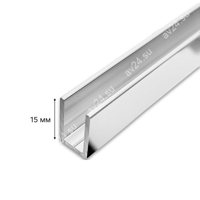 Профиль для стекла FDPA-52.3, 15х12х1.5, длина 3 м, алюминий/полированный