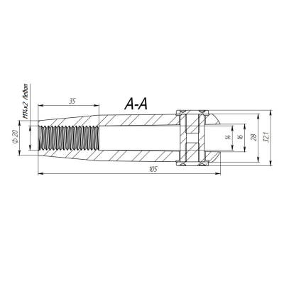 Наконечник FN-120 для ванта (тяги) левый М14, нержавейка/матовый