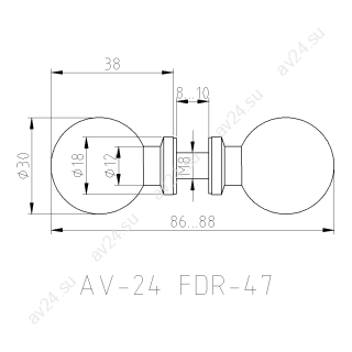Ручка кноб FDR-47, нержавейка/черный
