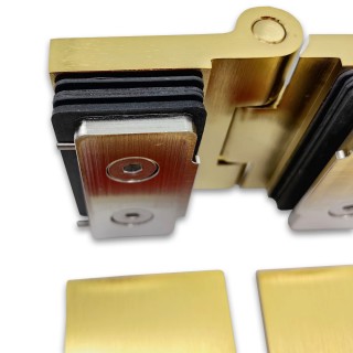 Петля Майя FDP-171 стекло-стекло 180°, латунь/брашированное золото