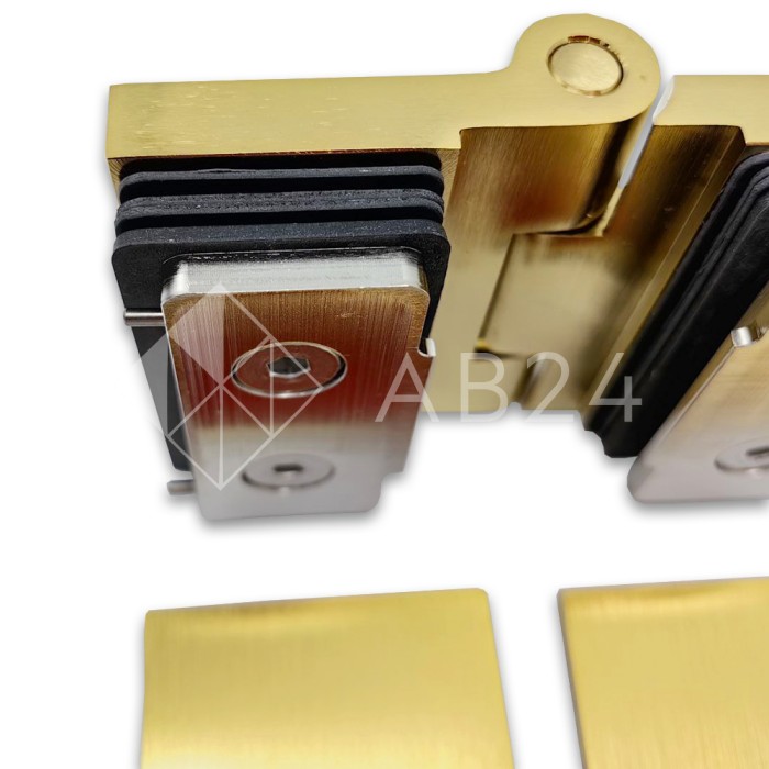 Петля Майя FDP-171 стекло-стекло 180°, латунь/брашированное золото