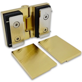 Петля Майя FDP-171 стекло-стекло 180°, латунь/брашированное золото