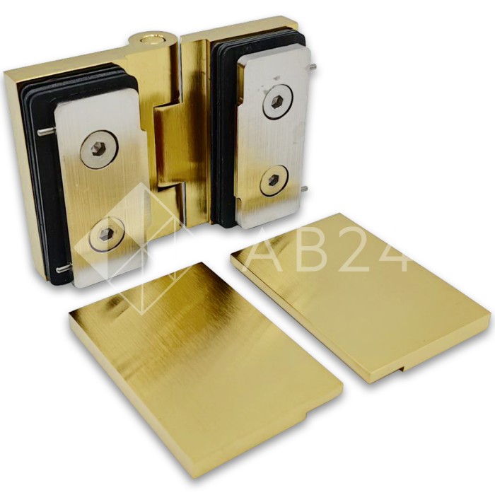 Петля Майя FDP-171 стекло-стекло 180°, латунь/брашированное золото