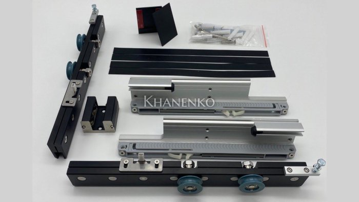 Раздвижная система FDS-16 с треком 2 м для стеклянных дверей, алюминий/черный