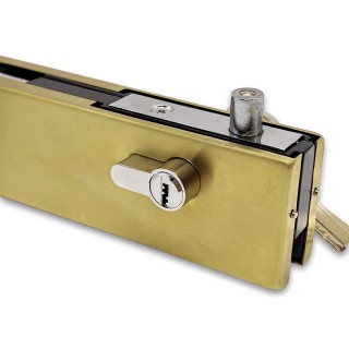 Замок FKZ-39 с круглым ригелем ключ/ключ, нержавейка/брашированное золото