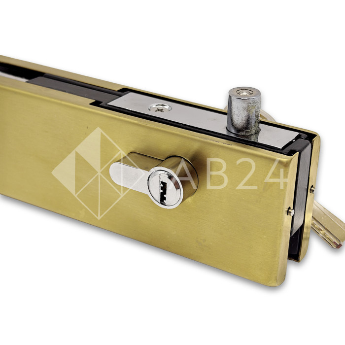 Замок FKZ-39 с круглым ригелем ключ/ключ, нержавейка/брашированное золото