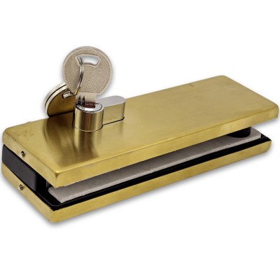 Замок FKZ-39 с круглым ригелем ключ/ключ, нержавейка/брашированное золото