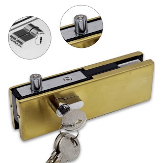 Замок FKZ-39 с круглым ригелем ключ/ключ, нержавейка/брашированное золото