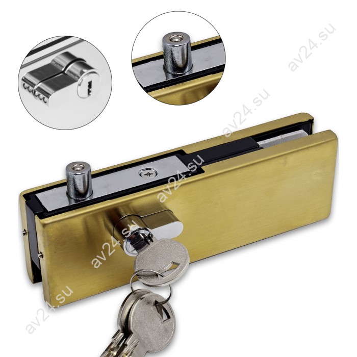 Замок FKZ-39 с круглым ригелем ключ/ключ, нержавейка/брашированное золото