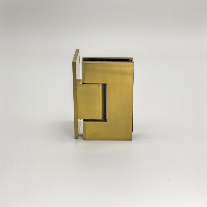 Петля Альфа α FDP-10 стена-стекло с бок. креплением, нержавейка/брашированное золото