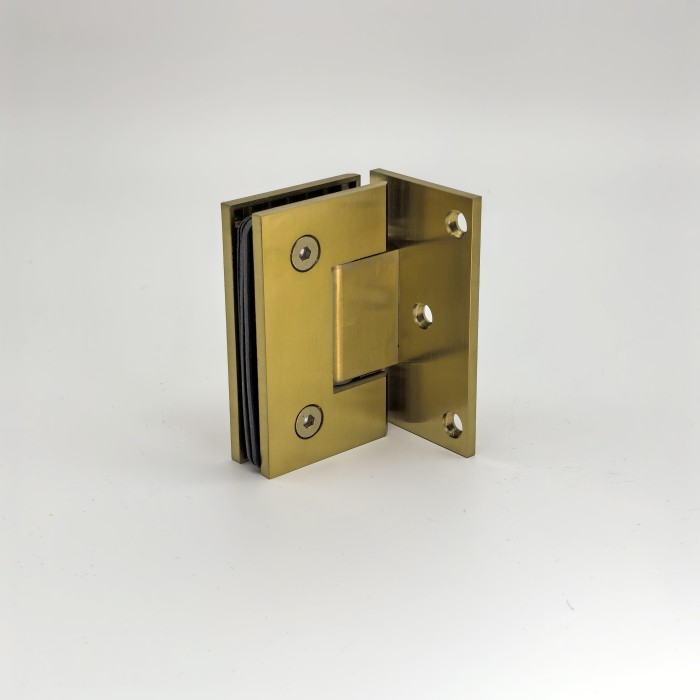 Петля Альфа α FDP-10 стена-стекло с бок. креплением, нержавейка/брашированное золото