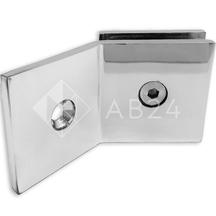 Коннектор Альфа α FDK-17 стена-стекло 135° с пластиной, цинк/хром