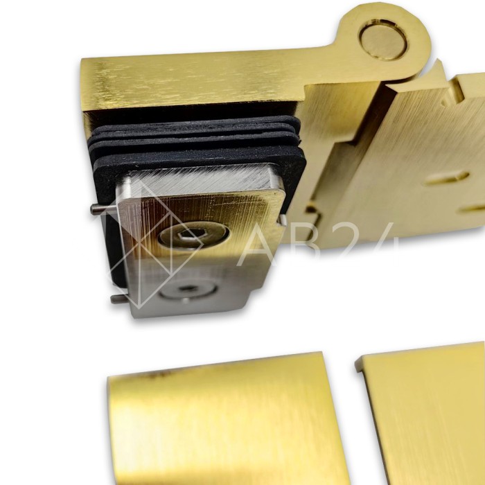 Петля Майя FDP-172 стена-стекло, открывание 90° внутрь, латунь/брашированное золото